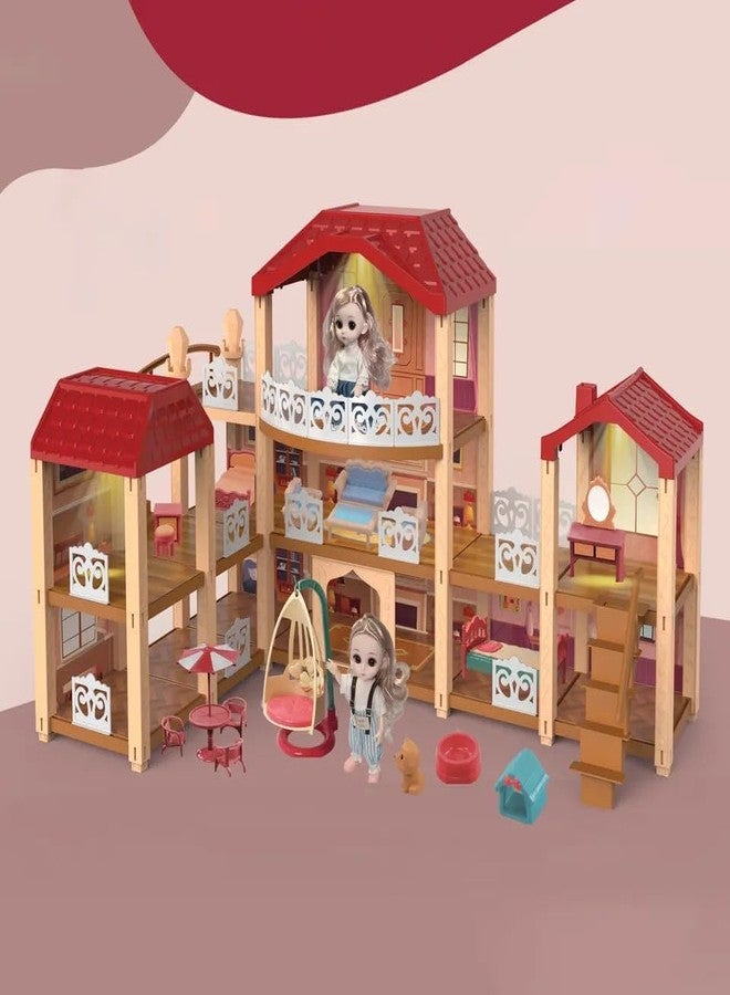 Brighterbee Classic Doll House Sweet Family DIY Assembled Luxury Villa Girls Gift Dreamhouse Doll House with Funiture Combination - Image 4